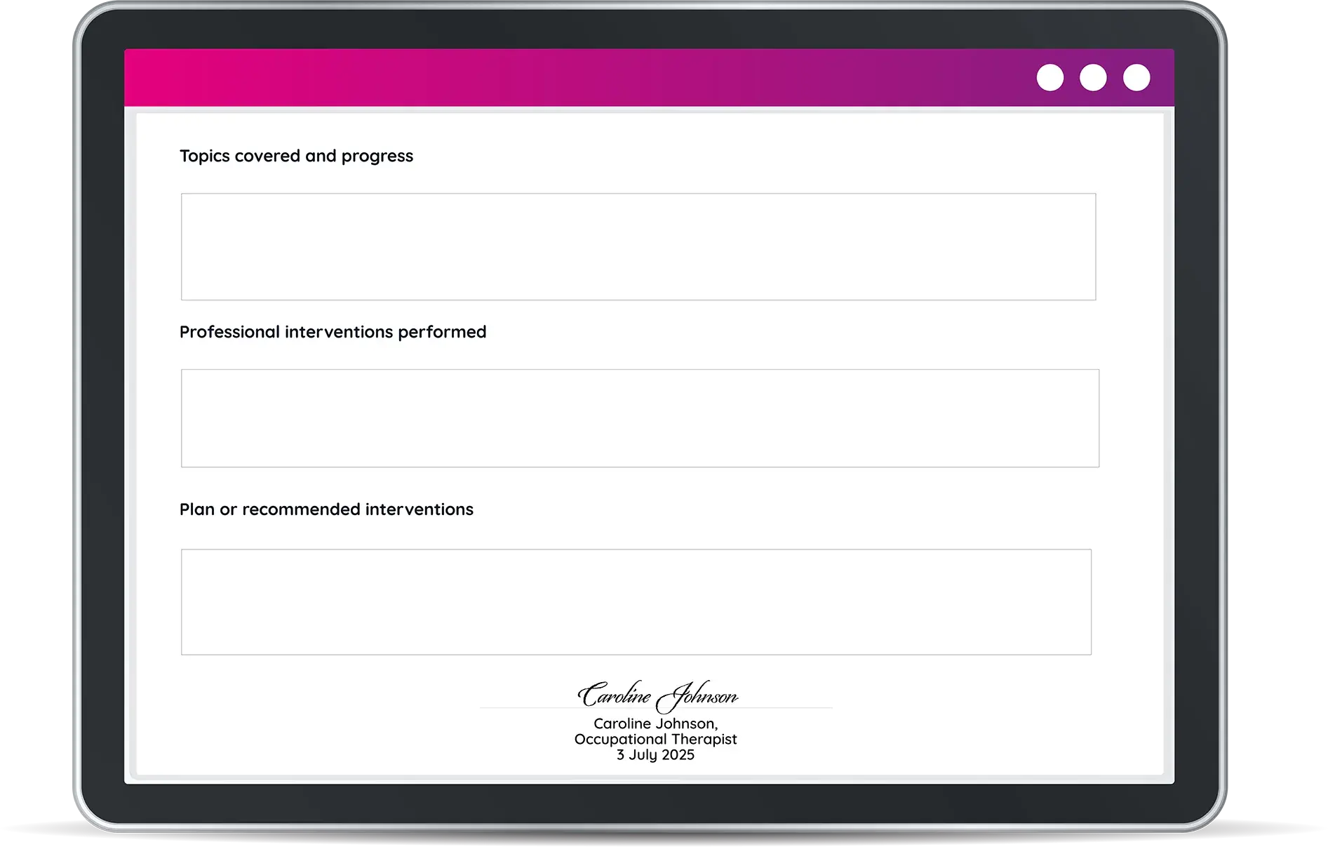 Notes chart occupational therapy