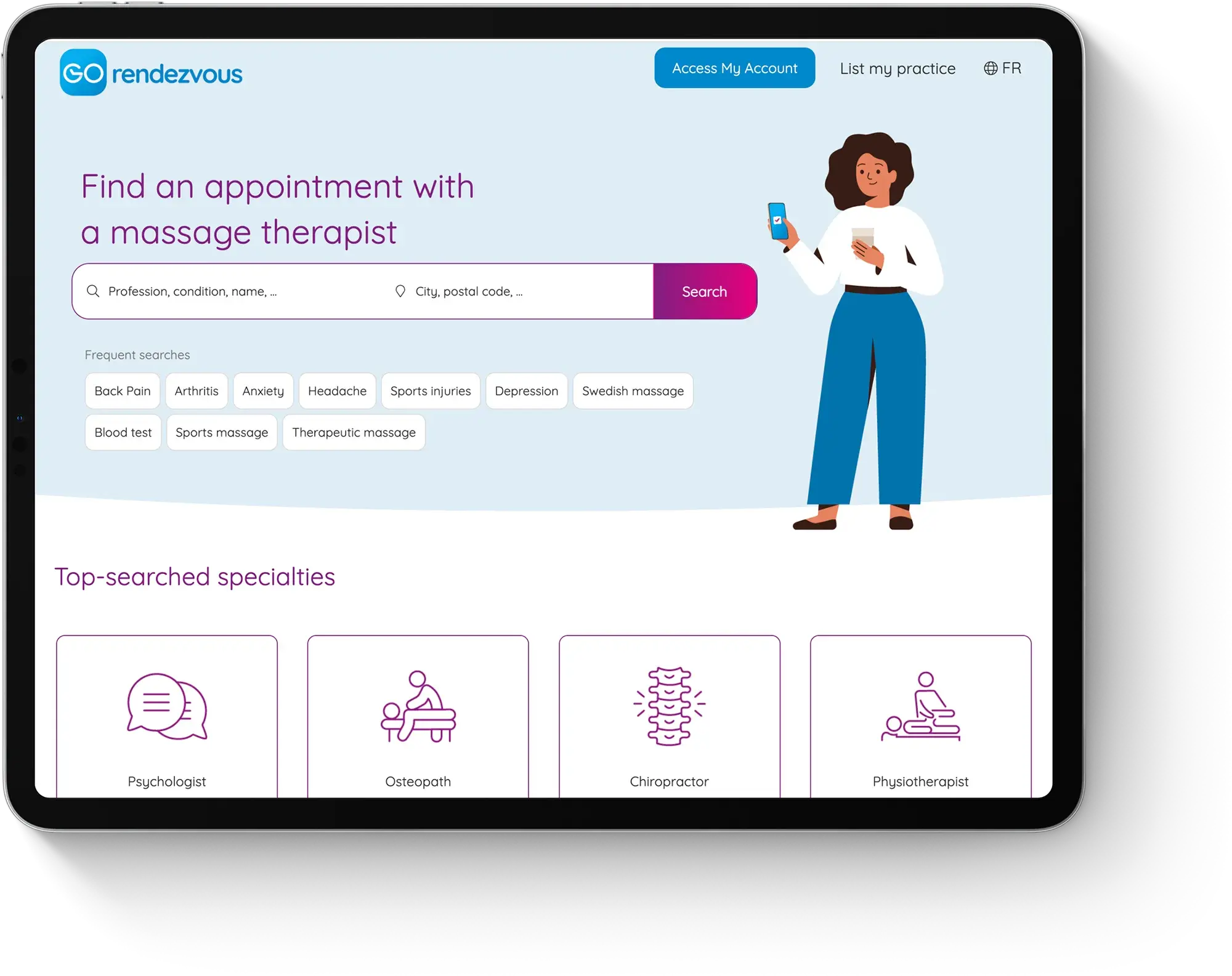 massagetherapist searchpage